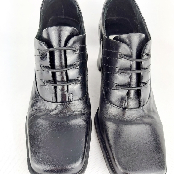 𝅺Caprice vintage leather ankle laced black heeled shoes made in Brazil size 37 - Picture 4 of 11